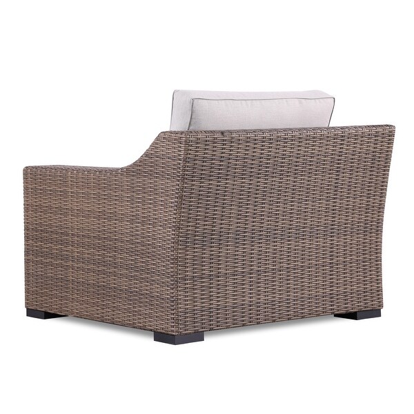 4Piece Manhattan Rustic Wicker Sofa Set with Tempered Glass