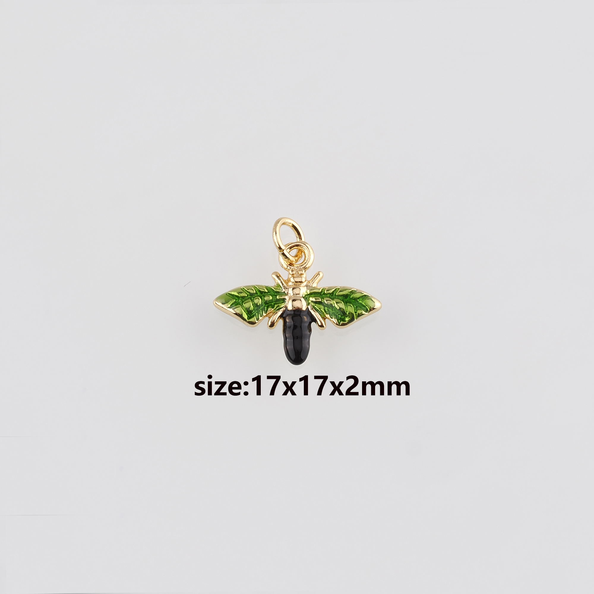 18K Gold Filled Bee Pendant,Enamel Bee Charm Earrings Necklace for DIY Jewelry Making Supply