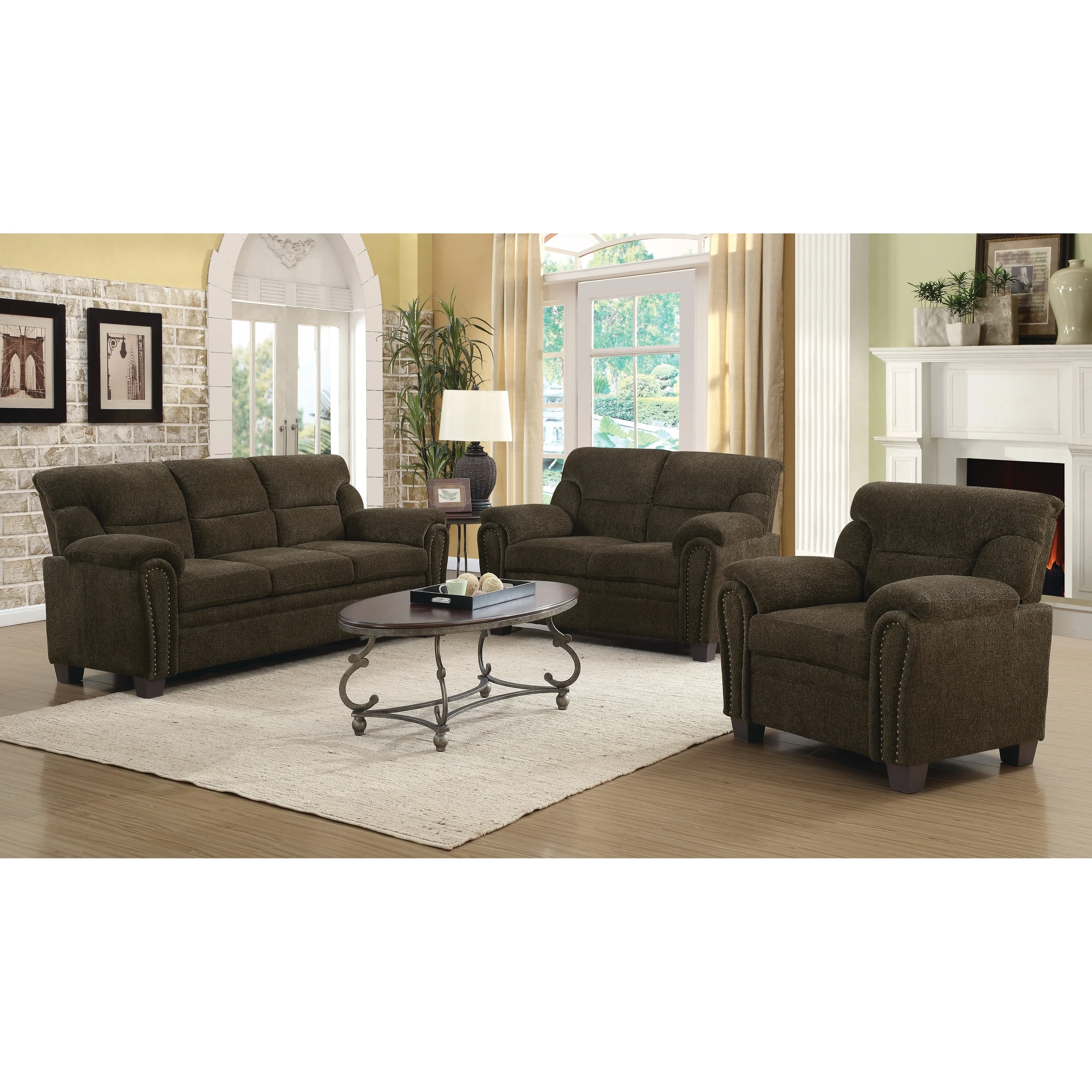 Clementine Upholstered Pillow Top Arm Living Room Set