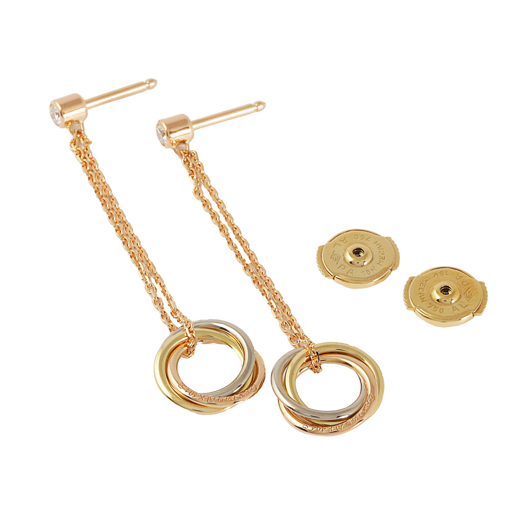 Cartier Trinity Snoe Earrings Tri-Gold Diamond B8043300
