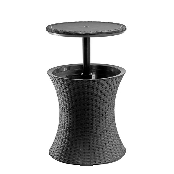 Keter Pacific Cool Bar Outdoor Side Table 7.5 Gallon Cooler Ice Chest Furniture For Patio Lawn and Garden,Dark Grey