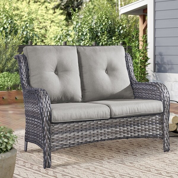 Patio Rattan Loveseat Sofa Outdoor Wicker Loveseat