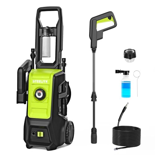 STEELITE Power Washer, High-Pressure Cleaner with Adjustable Nozzle, 20ft Hose & Power Cord, Perfect for Cars, Driveways, Decks, Patios, and Fences