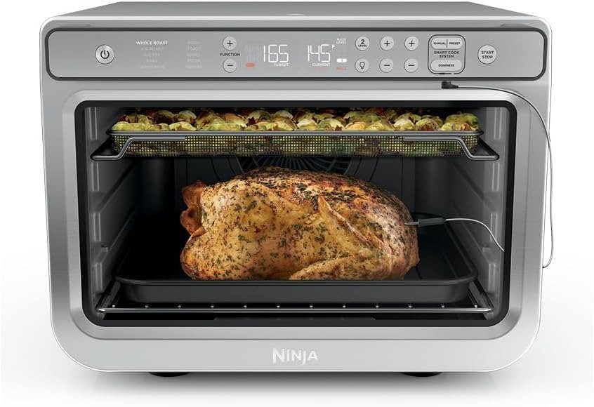 10-in-1 Air Fry Digital Countertop Convection Toaster Oven with Air Fry, Air Roast, Broil & Bake, Pro Cook Thermometer, 1800 Watts, Stainless Steel