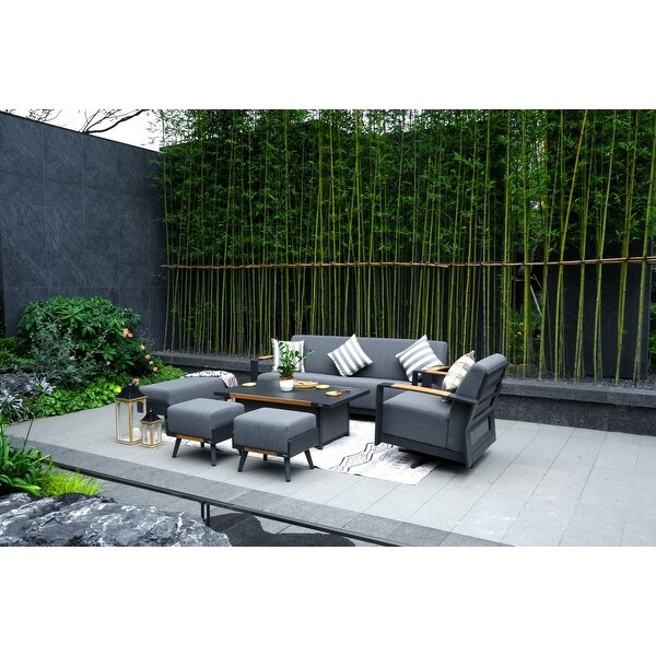 Outdoor Indoor Aluminum Patio Sofa with Coffee Table Collection ,Grey(You can choose one set or a single piece)