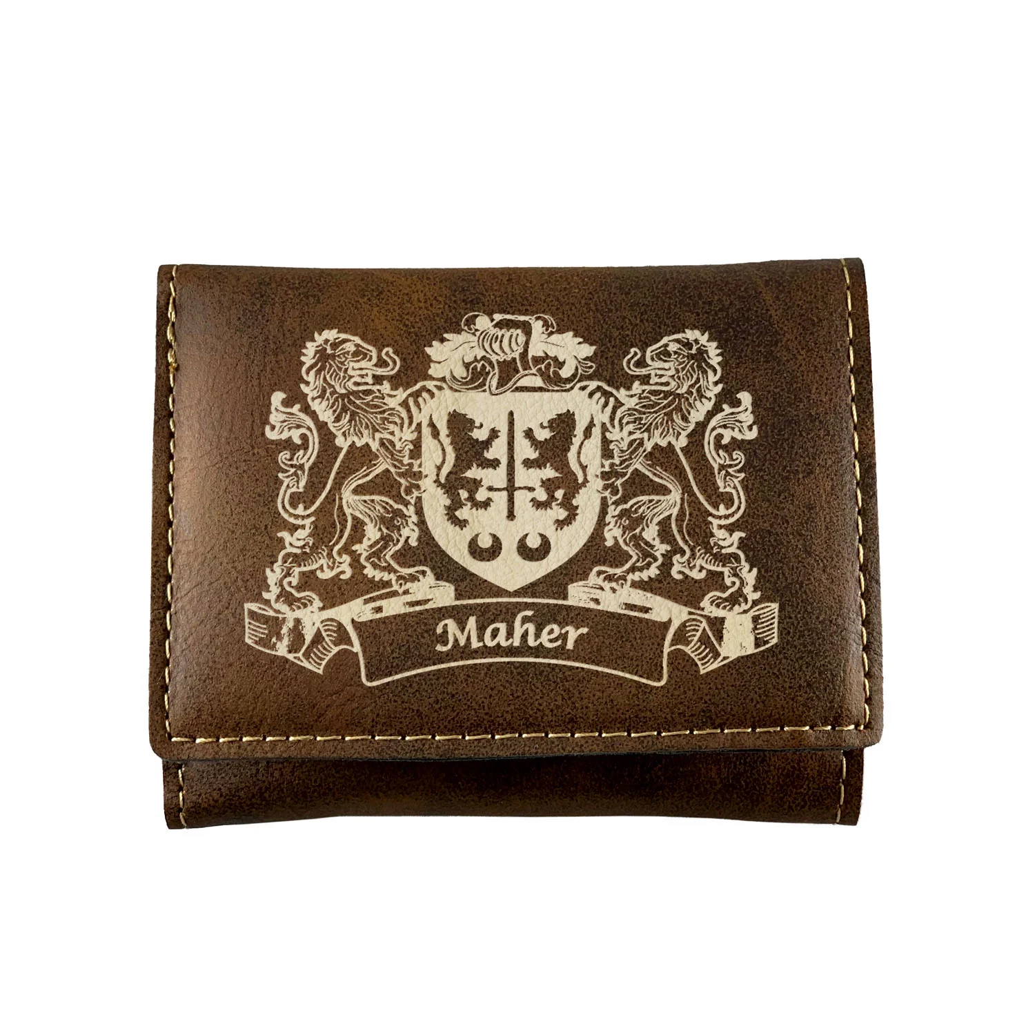 Maher Irish Coat of Arms Rustic Leather Wallet