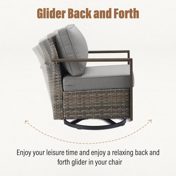 Patio Bistro Set with Rocking Chairs with Ottomans