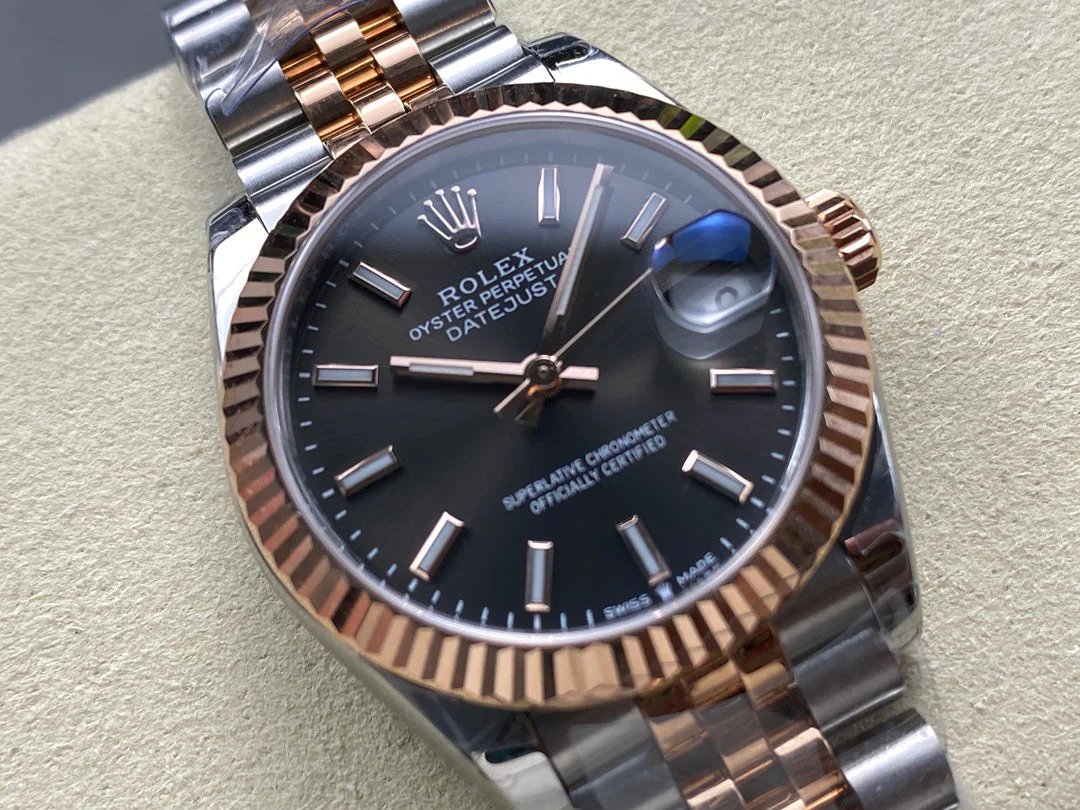 Datejust 31mm Pink Gold Steel Dark Grey Dial