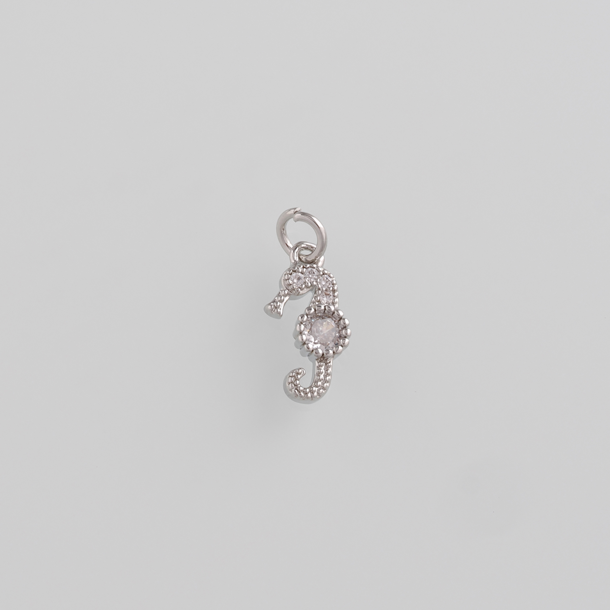 18K Gold Filled Seahorse Pendant,CZ Micro Pave Seahorse Charm Earrings Necklace for DIY Jewelry Making Supply