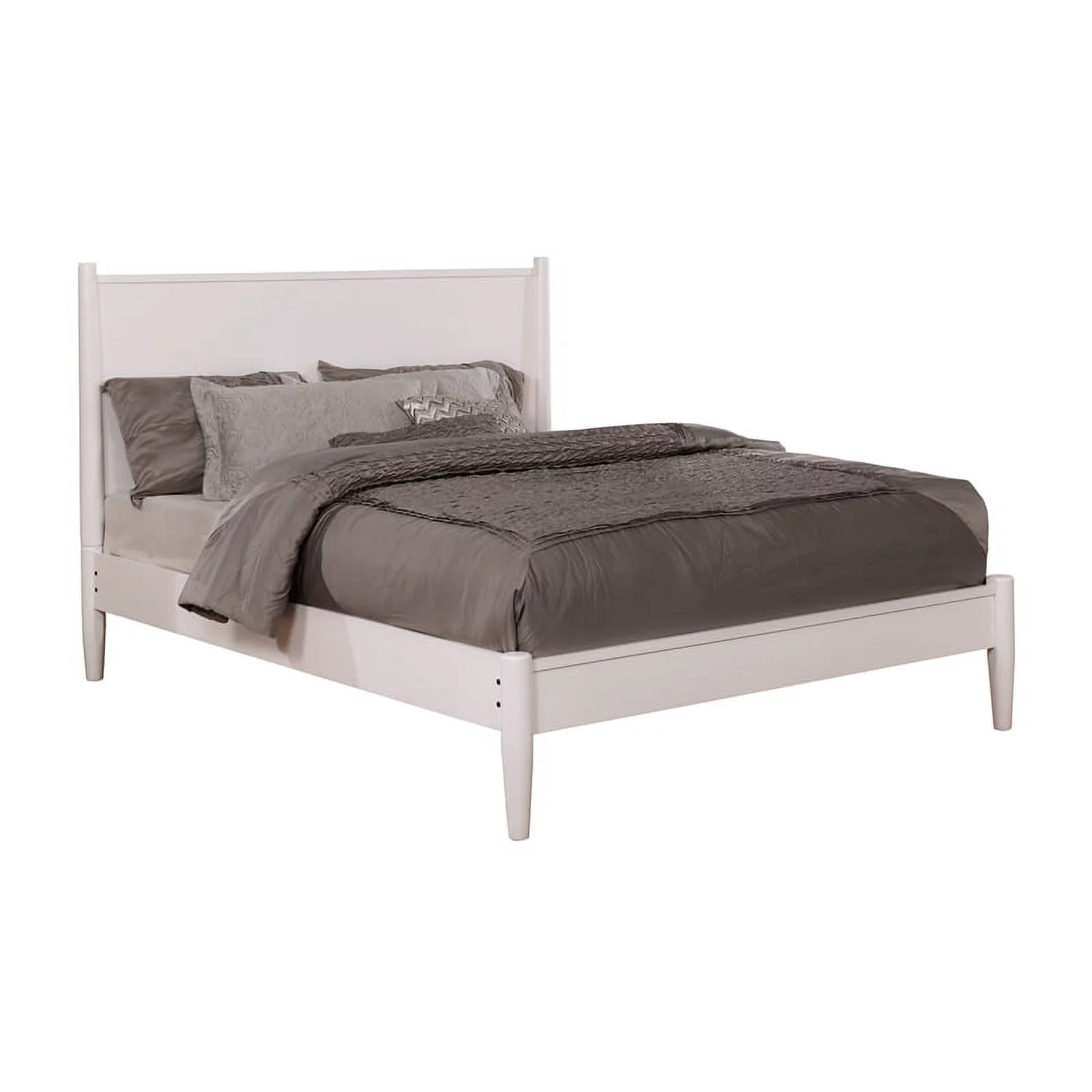Bowery Hill Mid-Century Solid Wood King Platform Bed in White