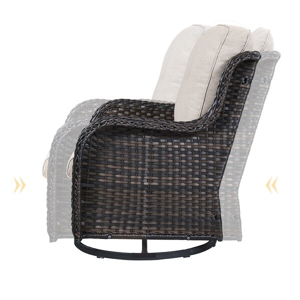 Patio Glider Chair Sofa with Fire Pit Table