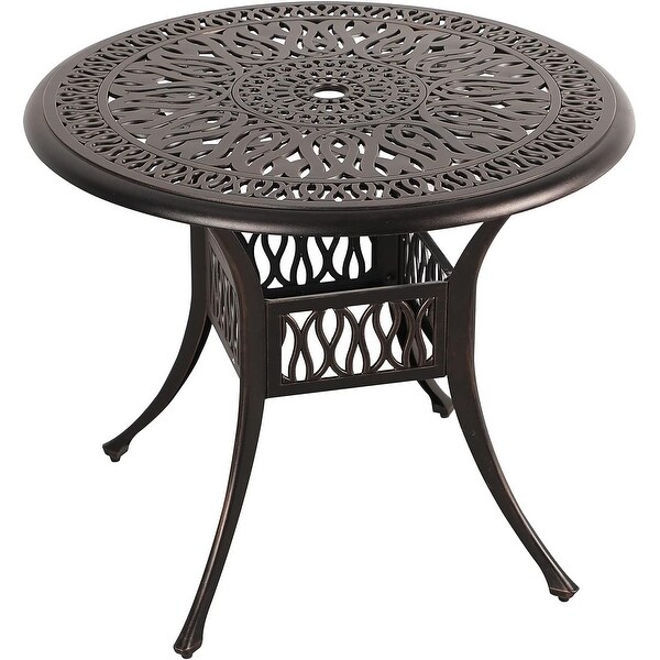 Patio 35���Round Coffee Side Table Cast Aluminum with Bronze Finish