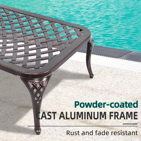 Swimming pool recliner,cast aluminum recliner with wheels set of 2