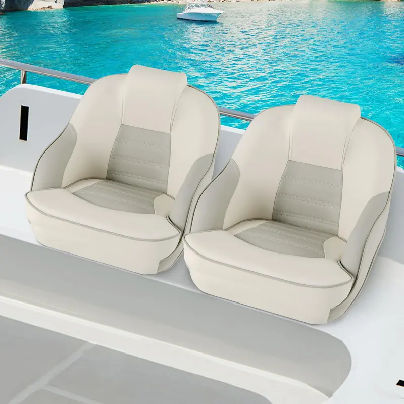 Waterproof Pontoon Captain Seat – Bucket Style with Thick Sponge Padding & PVC Leather Cover