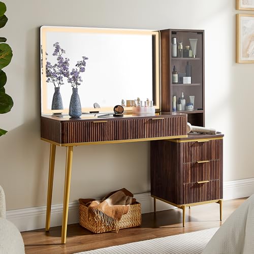 T4TREAM Fluted Makeup Vanity Desk with 36