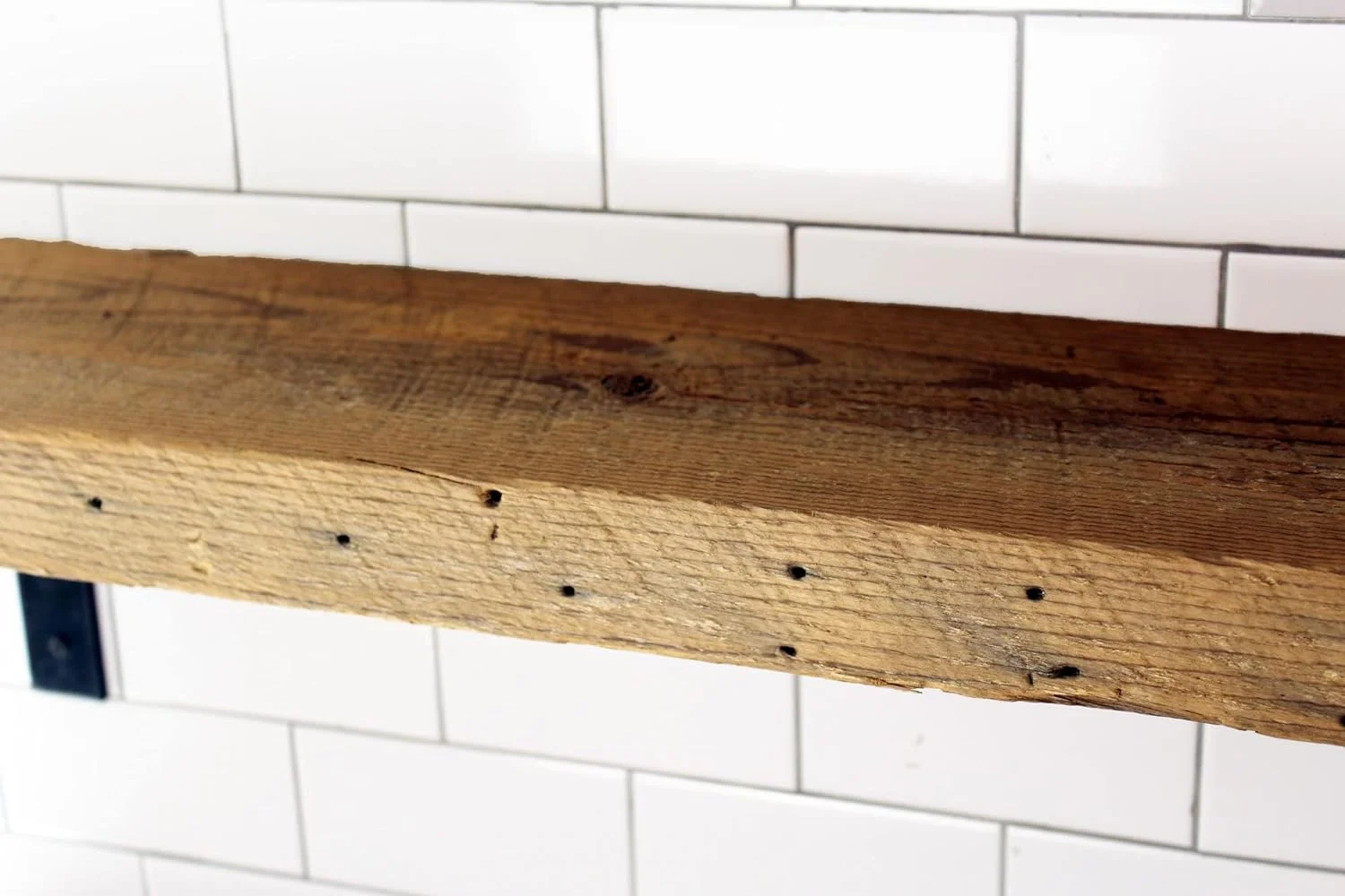 Reclaimed Wood Mantel Shelf | Easy-To-Install | Steel Angle Brackets Included | Rustic Decoration | 2