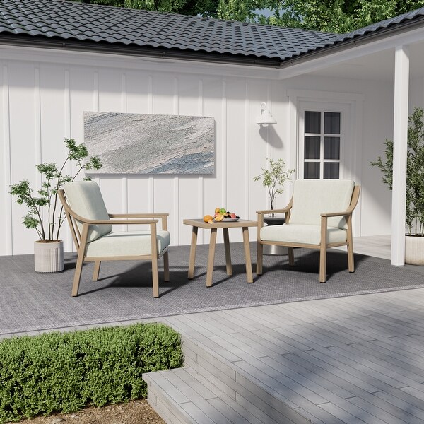 3Piece Aluminum Patio Conversation Set with End Table and Cushions