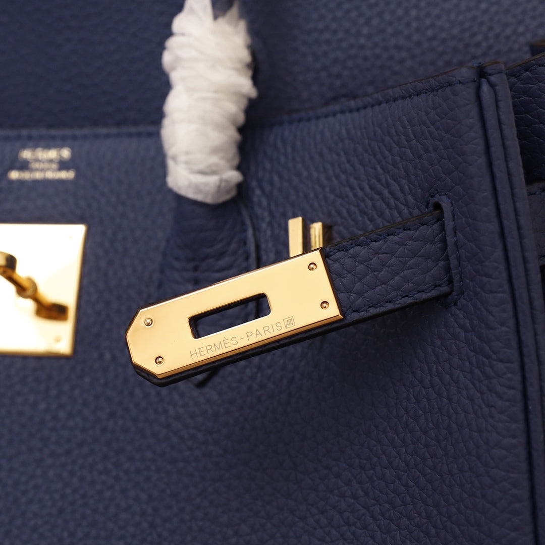Hermes Birkin Bag 30 Navy Togo Gold Hardware