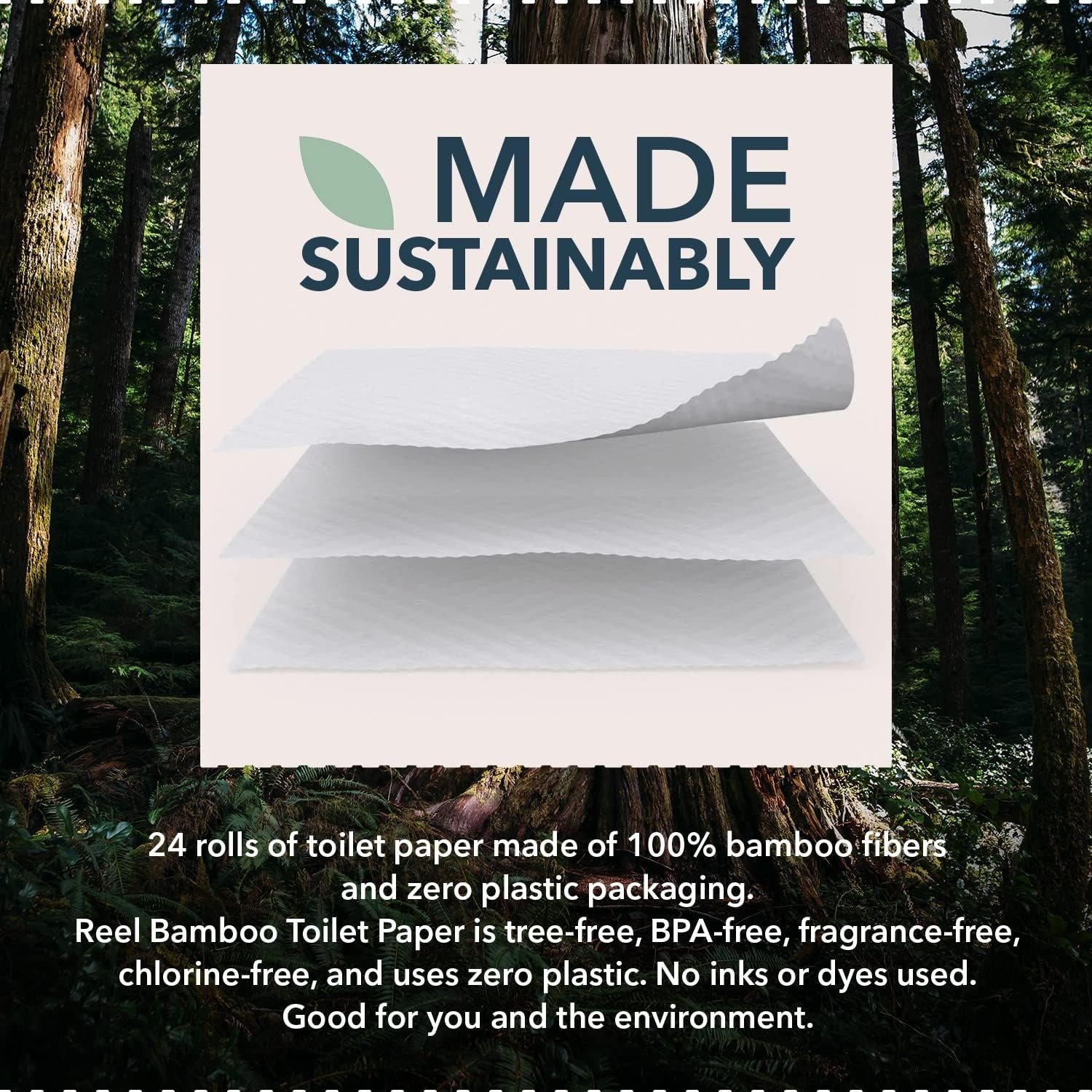 3-Ply Bamboo Toilet Paper, 48 Rolls (300 Sheets Per Roll) Ultra Soft Home Bathroom Tissue