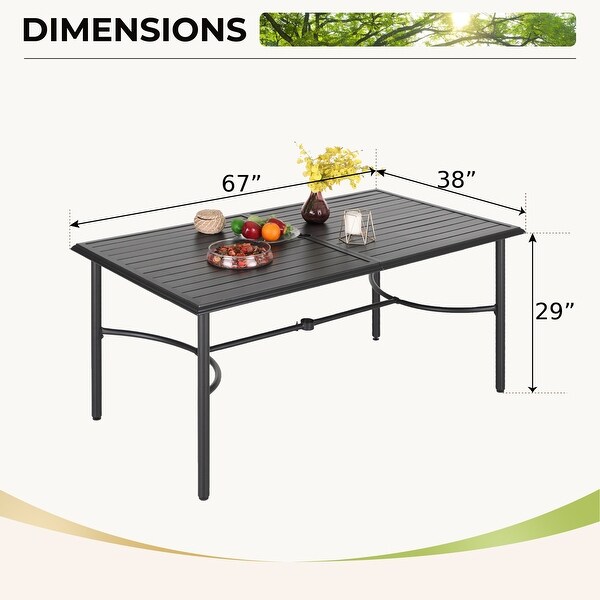 7Piece Patio Dining Set,6 Highback Textilene Cspring Chairs and 1Metal Table