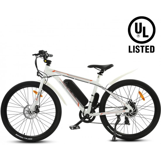 UL Certified 26″ Electric City Bicycle Bike Powerful 350W 36V/10AH Removable Lithium Battery Assist Disc Brake System Throttle Pedal Black