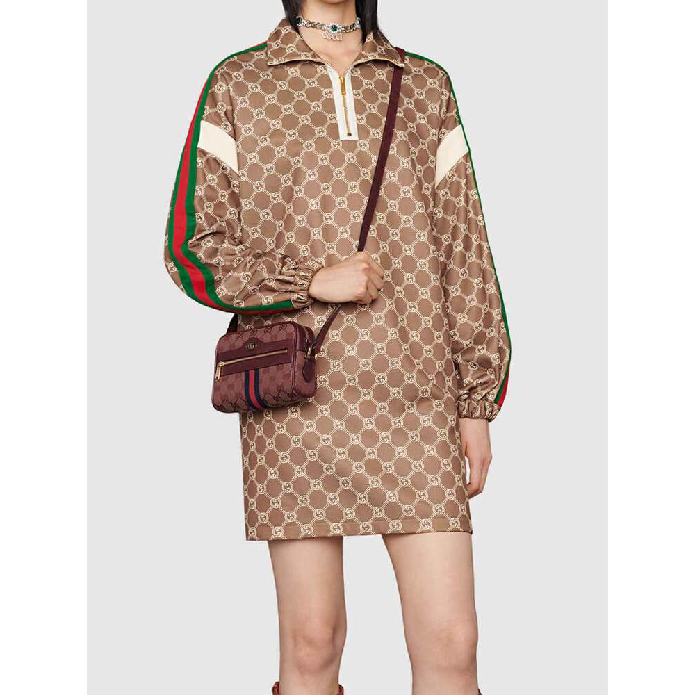 Gucci Ophidia Mini Bag With Web Burgundy