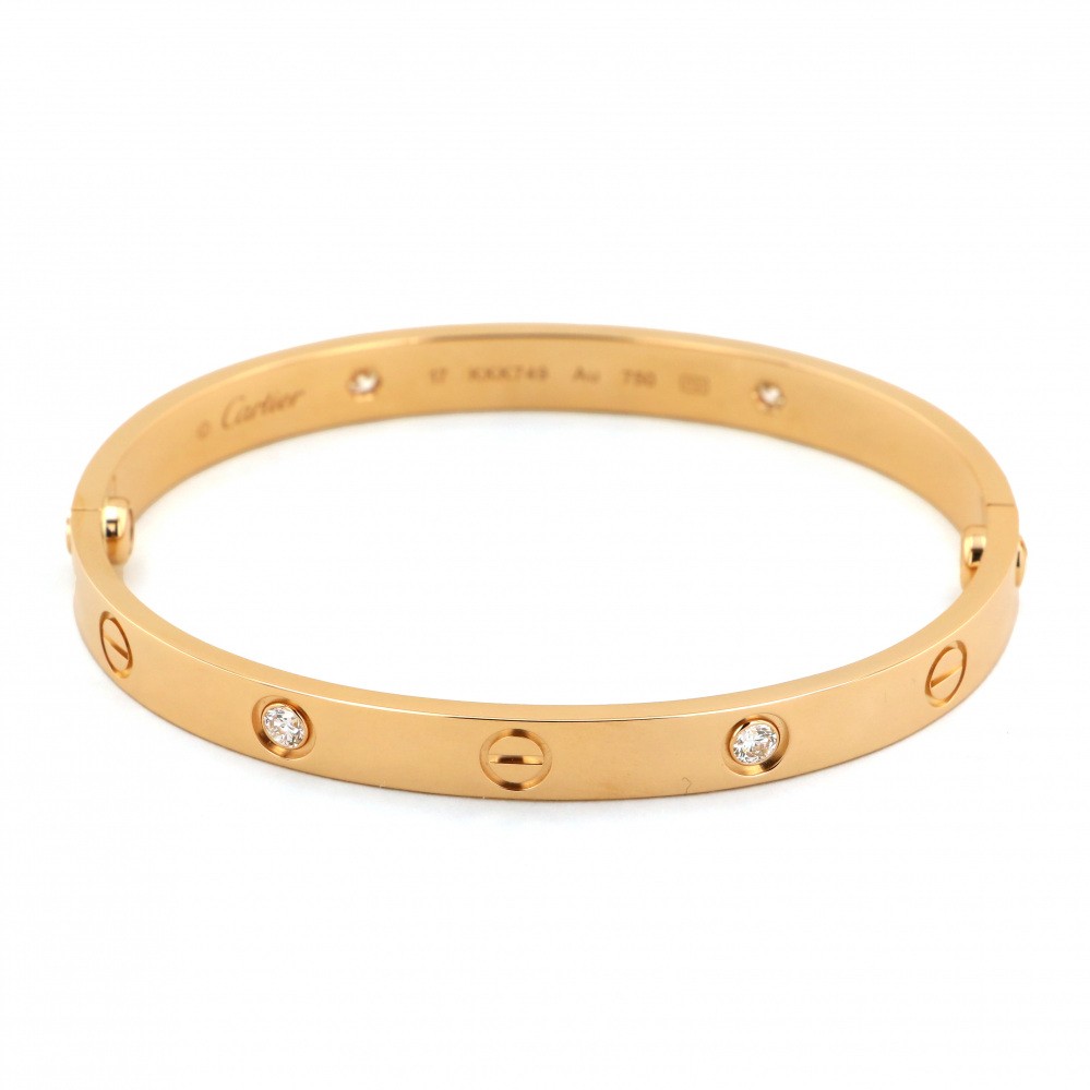 Cartier Love 4PD Bracelet 18K Rose Gold Diamond 17-KKK749