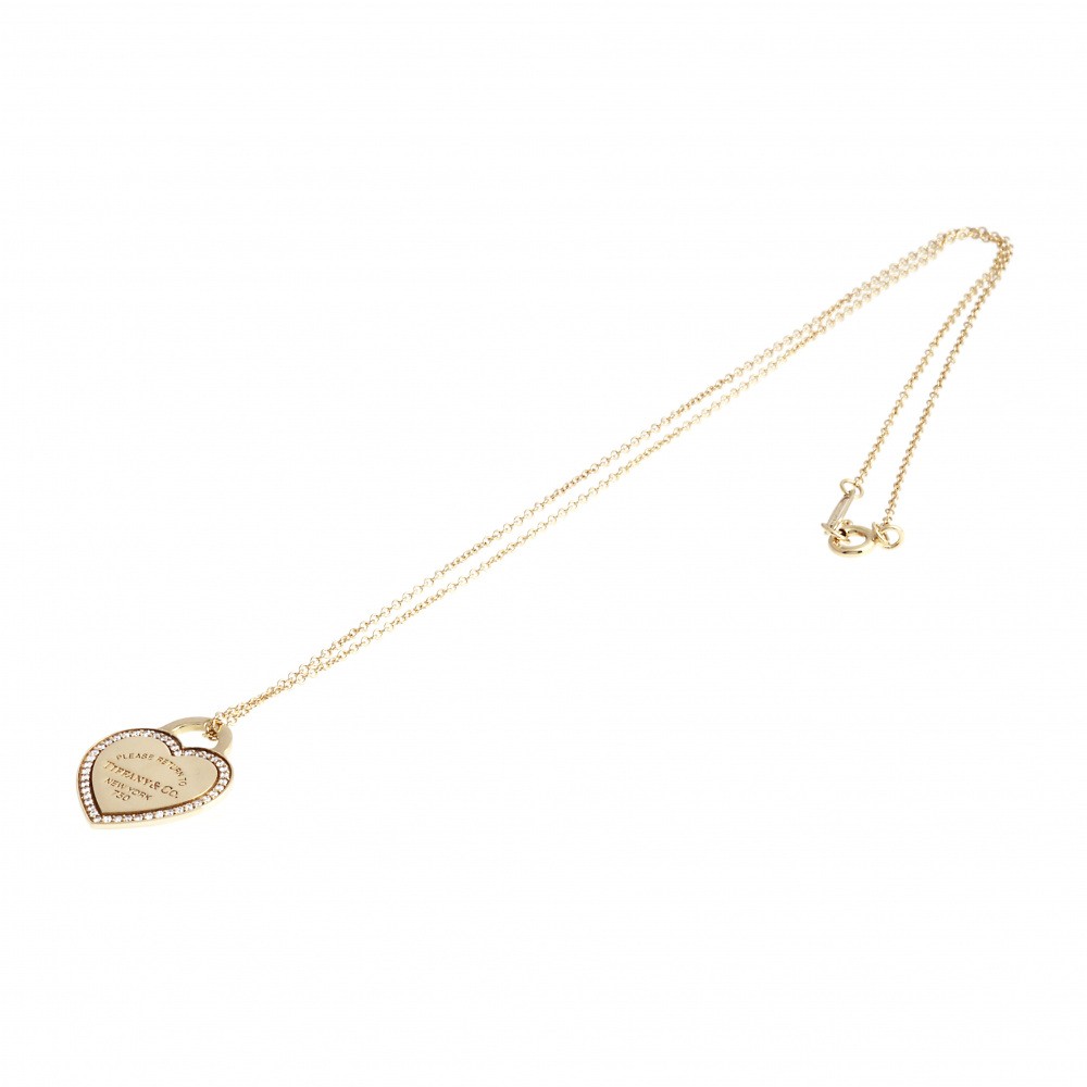 Tiffany & Co. Return To Heart Tag Necklace 18K Yellow Gold Diamond