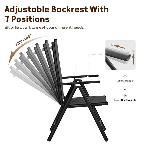 9Piece Patio Dining Set,Metal Table and Foldable Sling Dining Chairs with 7 Levels Adjustable