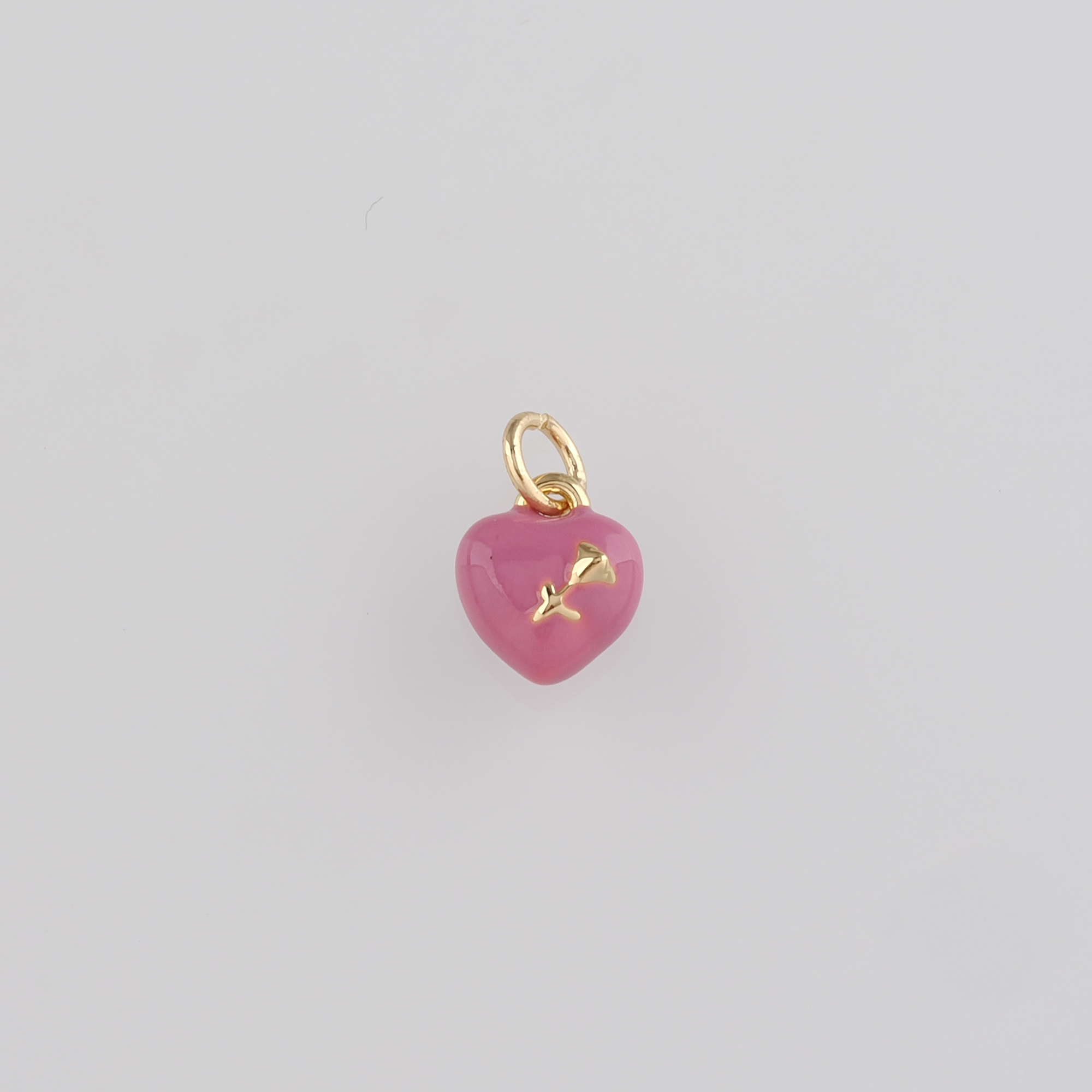 18K Gold Filled Heart Pendant,Enamel Heart Charm Earrings Necklace for DIY Jewelry Making Supply