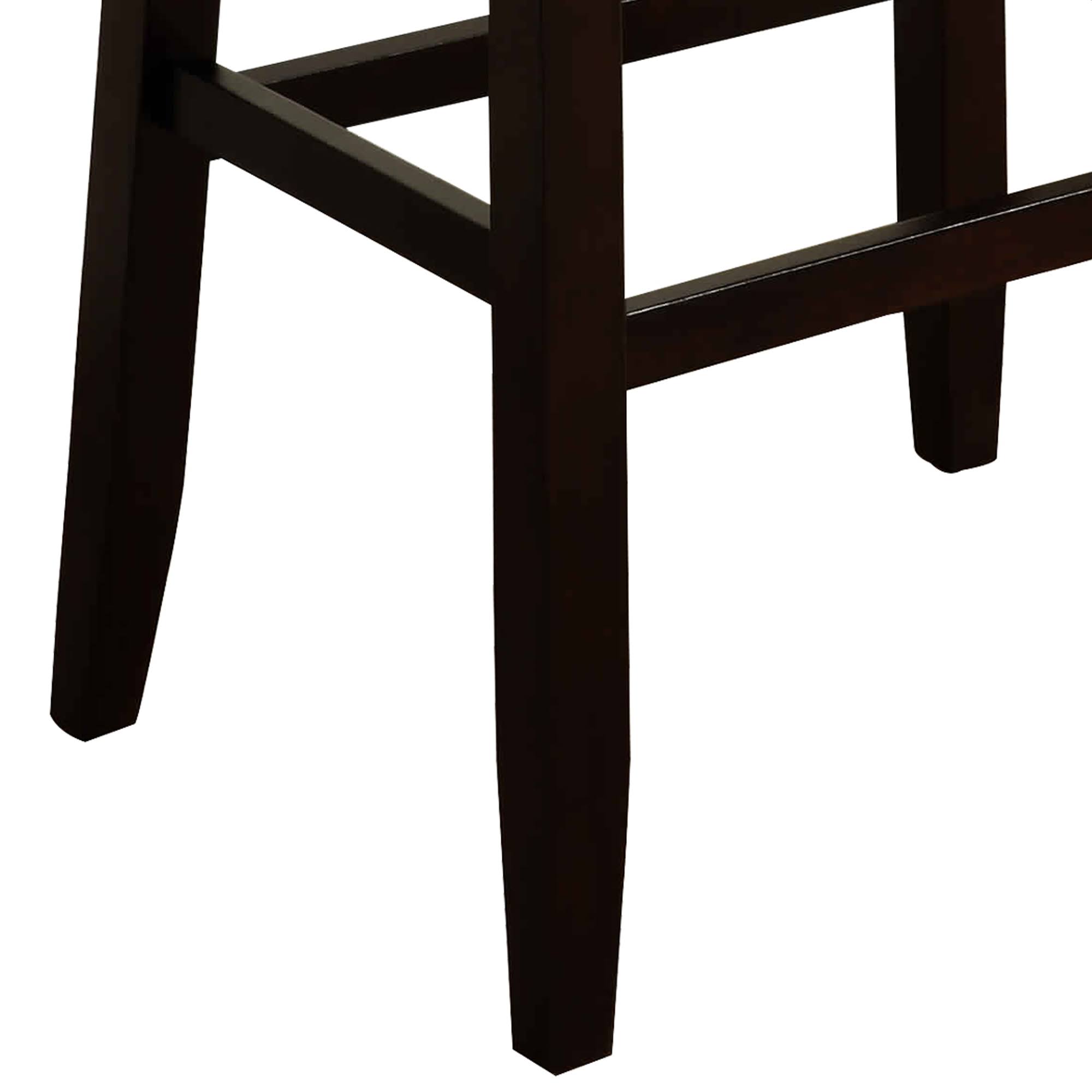 Wooden Stool with Saddle Seat and Button Tufting, Set of 2, Brown