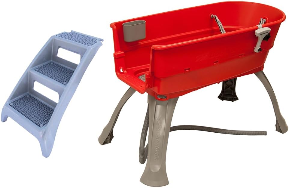 Elevated Pet Bathing Large Teal Steps Combo