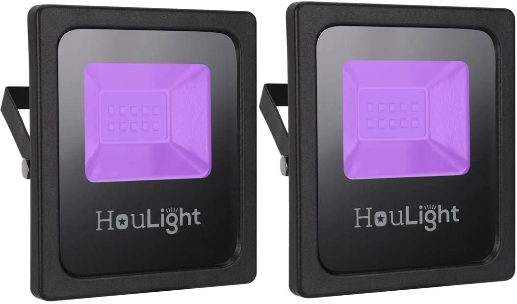 UV LED Black Light, HouLight High Power LED Blacklight IP65-Waterproof for Blacklight Party Supplies, Neon Glow, Glow in The Dark (Uv Led Wide Flood Light, 20 Watts 2-Pack) Wide 20 Watts 2-Pack