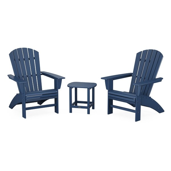 POLYWOOD Nautical 3piece Adirondack Chair and Table Set