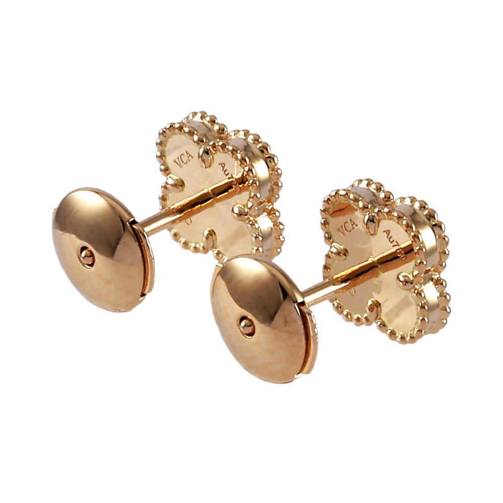 Van Cleef & Arpels Sweet Alhambra Earrings 18K Rose Gold Carnelian VCARN6BO00