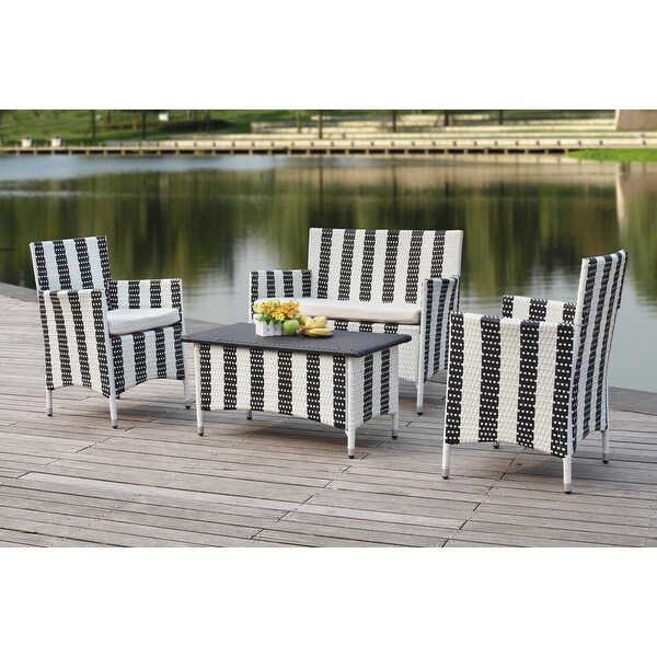 SAFAVIEH Outdoor Living Figueroa Black/ White Patio Set (4piece)