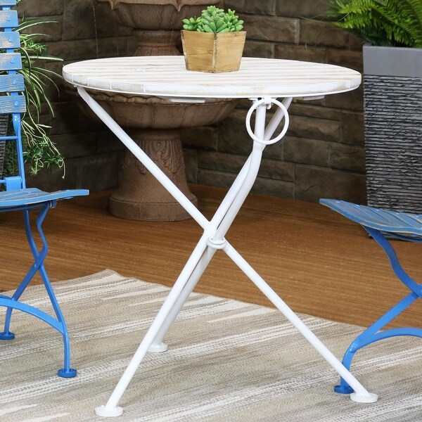 French Country European Chestnut White Bistro Table