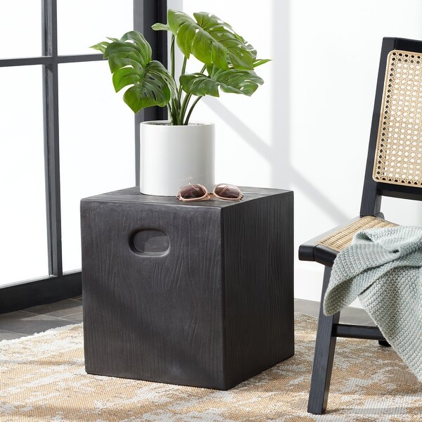 SAFAVIEH Cube Indoor/ Outdoor Modern Black Concrete Accent Table