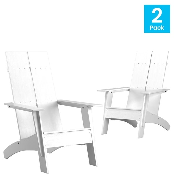 Modern Dual Slat Back Adirondack Style Chairs,Set of 2