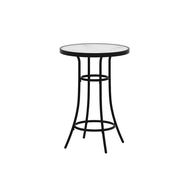 Patio Bistro Table WeatherResistant Black Metal Table Garden,Balcony