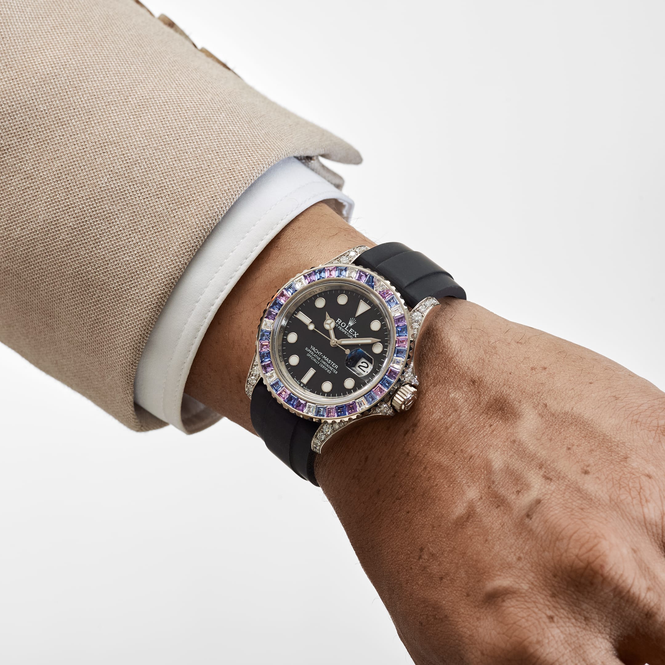Rolex Yacht-Master 40 126679SABR 'Cotton Candy' White Gold Diamond Sapphires Bezel Black Dial (2023)
