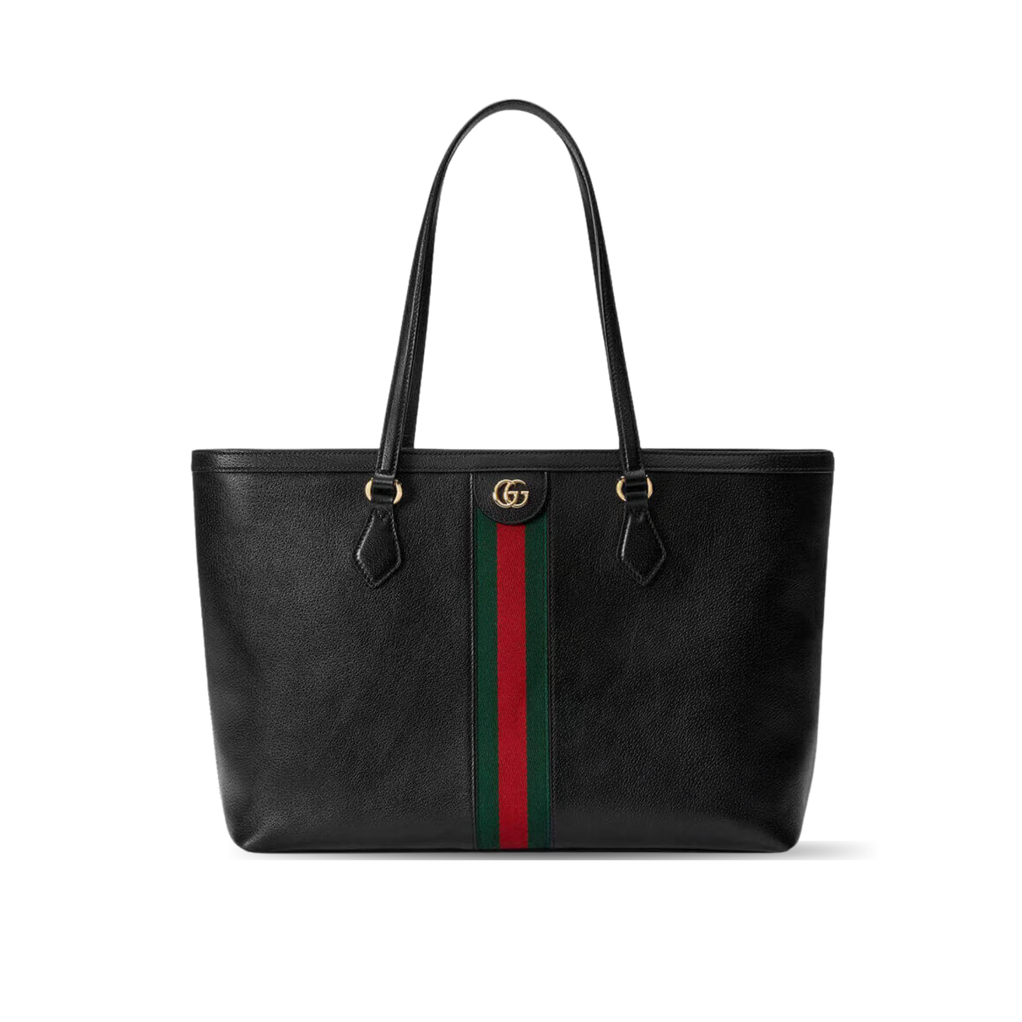 Gucci Ophidia Black Leather Tote Bag with Web Stripe 38cm/15in