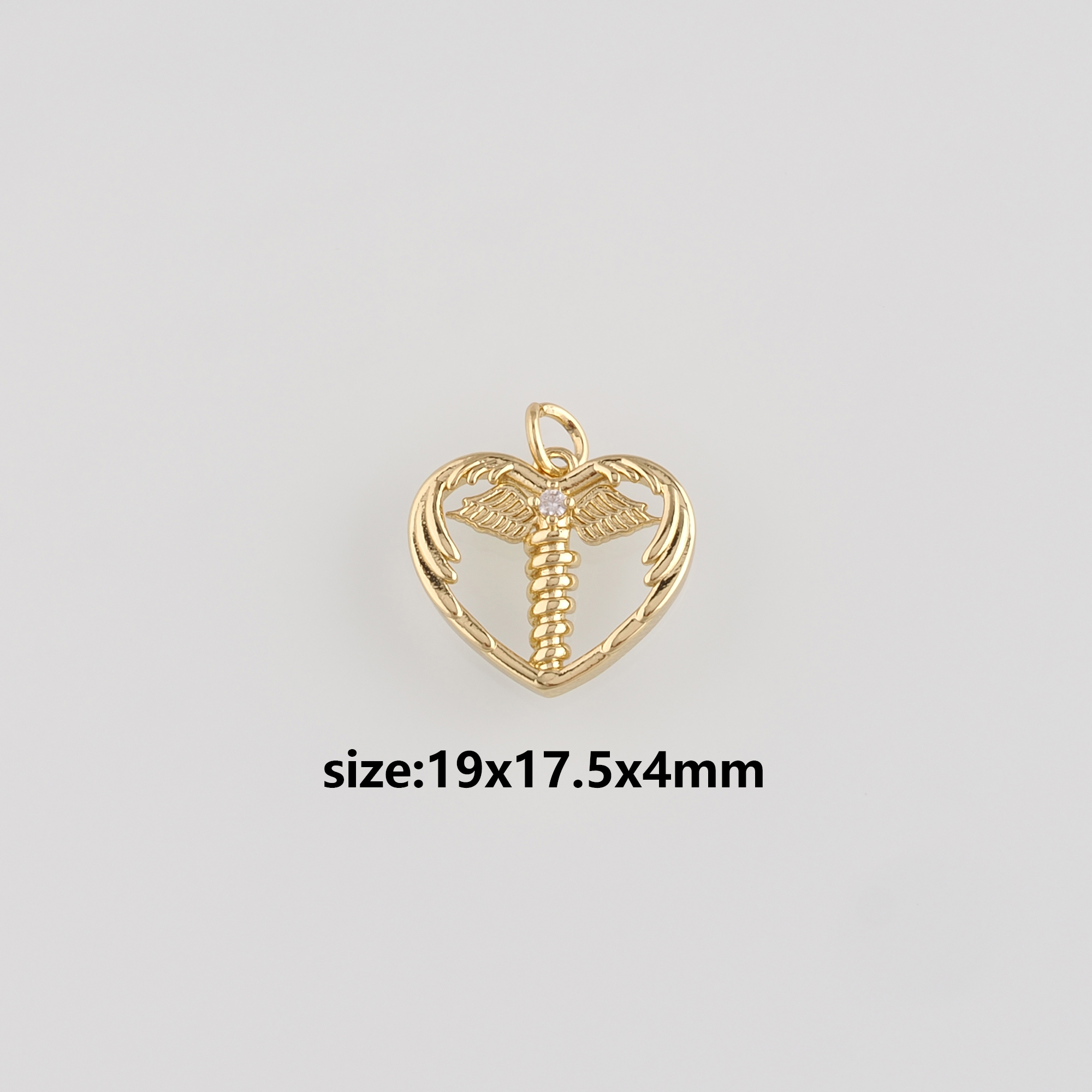18K Gold Filled Heart Pendant,Heart Charm Earrings Necklace for DIY Jewelry Making Supply