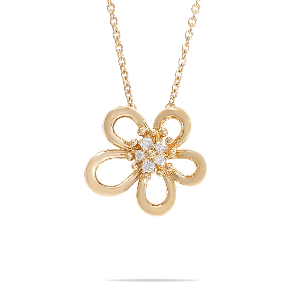 Van Cleef & Arpels Flower Lace Necklace 18K Yellow Gold Diamond VCARPME200