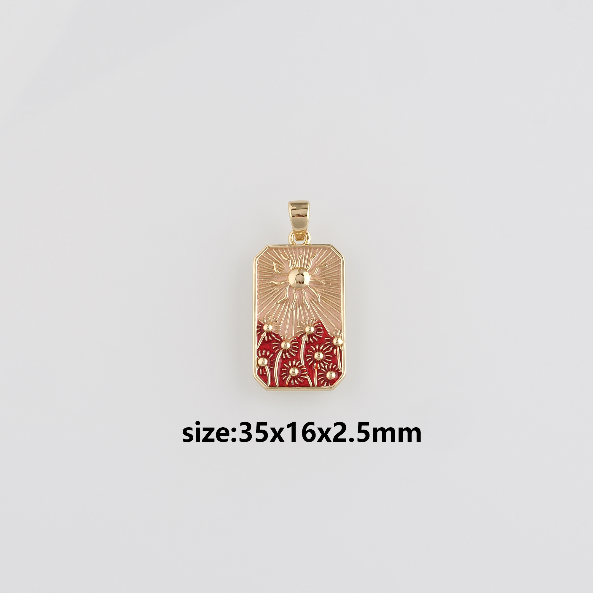 18K Gold Filled Sun Pendant,Enamel Sun Charm Earrings Necklace for DIY Jewelry Making Supply
