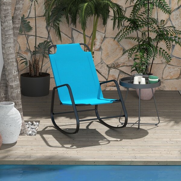 Outsunny Garden Rocking Chair,Outdoor Indoor Sling Fabric Rocker for Patio,Balcony,Porch