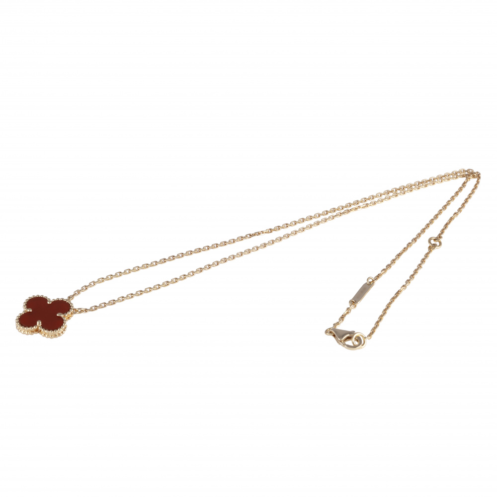 Van Cleef & Arpels Vintage Alhambra Necklace 18K Yellow Gold Carnelian