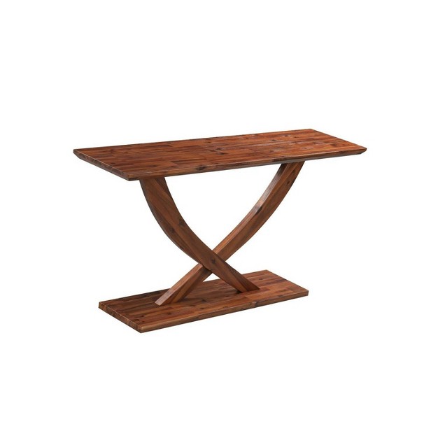 Rasmus Acacia Wood Console Table Wire Brushed Finish Chestnut Boraam