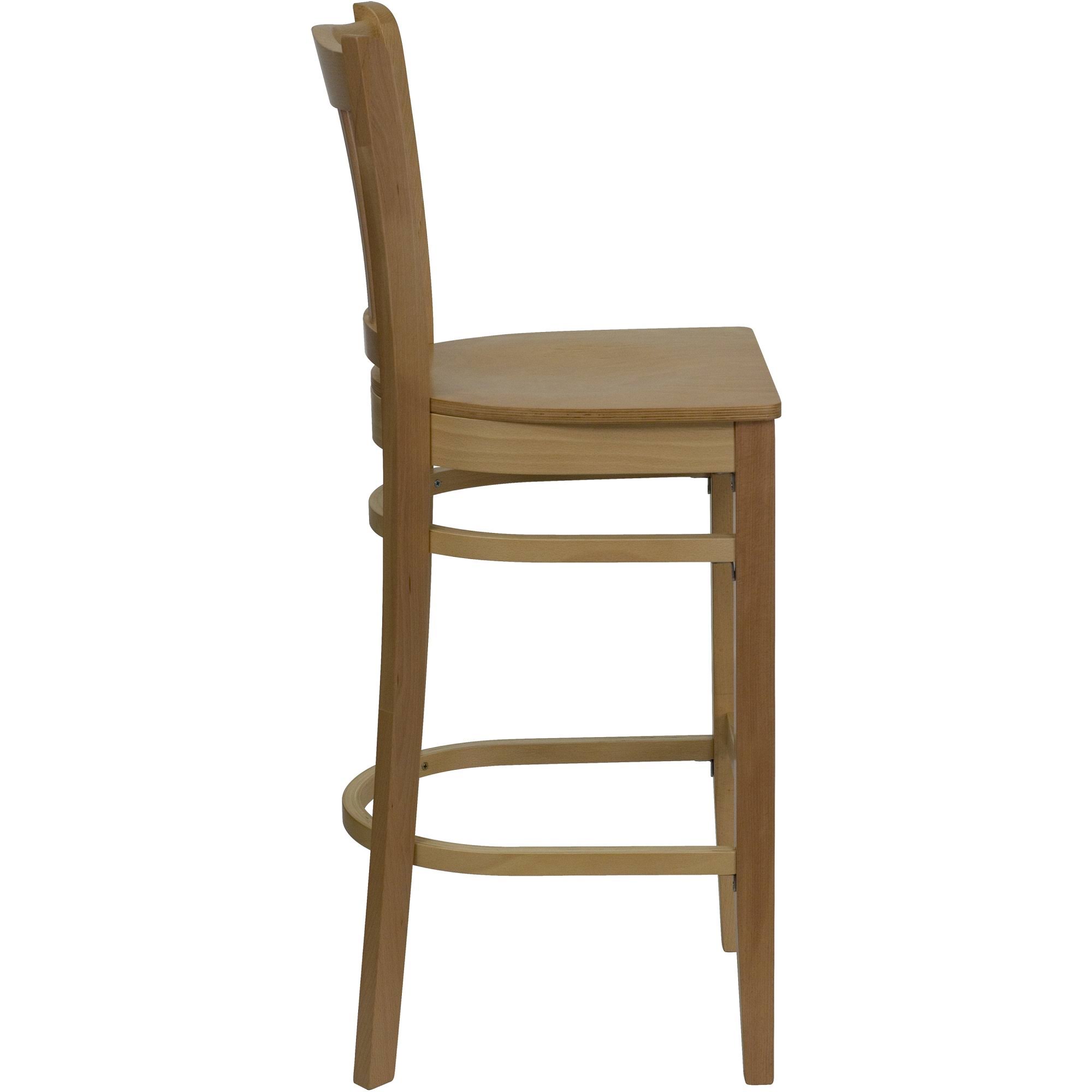 43.75x22 Natural Brown Hercules Series Vertical Slat Back Restaurant Barstool