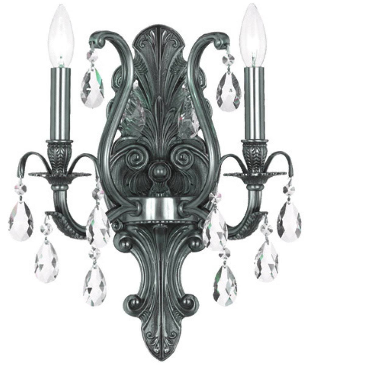 Crystorama 5563-AB-CL-MWP Dawson 2 Light Sconce, Antique Brass
